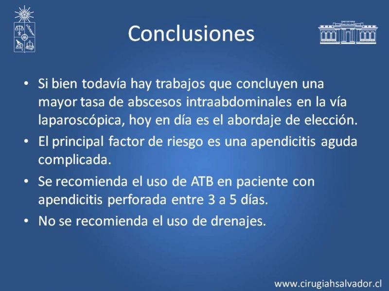Diapositiva 20 de Prevención Colecciones post Apendicectomía Abierta y Laparoscópica