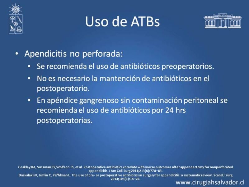 Diapositiva 16 de Prevención Colecciones post Apendicectomía Abierta y Laparoscópica