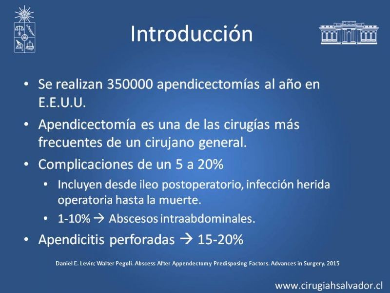 Diapositiva 1 de Prevención Colecciones post Apendicectomía Abierta y Laparoscópica