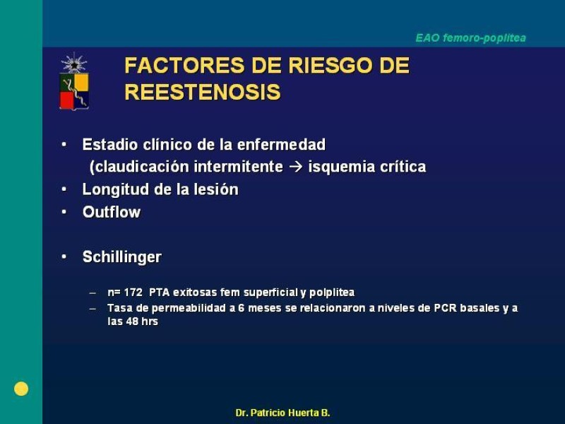 Diapositiva 9 de Tratamiento Quirúrgico de la EAO Fémoro-Poplítea