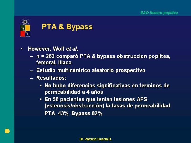 Diapositiva 11 de Tratamiento Quirúrgico de la EAO Fémoro-Poplítea