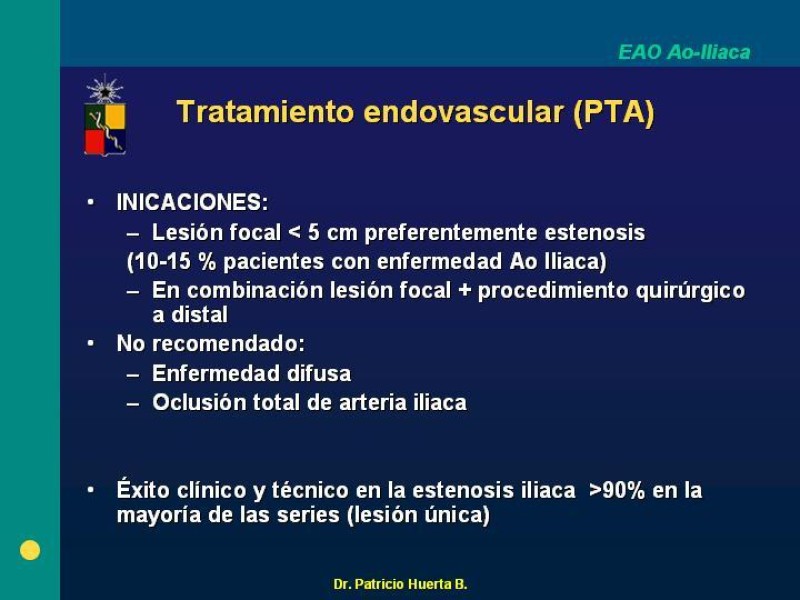 Diapositiva 18 de Tratamiento Quirúrgico de la EAO Aorto- Iliaca