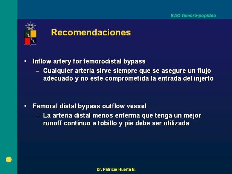 Diapositiva 14 de Tratamiento Quirúrgico de la EAO Fémoro-Poplítea
