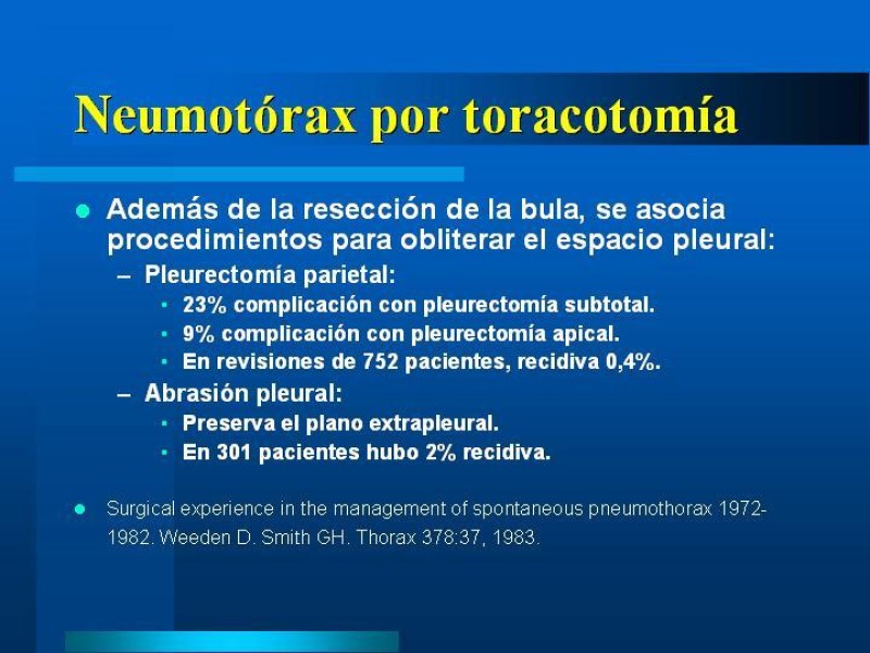 Diapositiva 22 de Neumotórax Espontáneo Primario