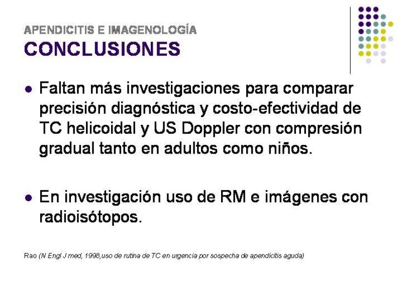 Diapositiva 43 de Imagenología y Apendicitis