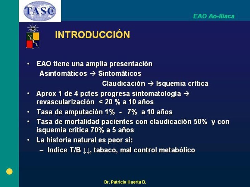 Diapositiva 1 de Tratamiento Quirúrgico de la EAO Aorto- Iliaca