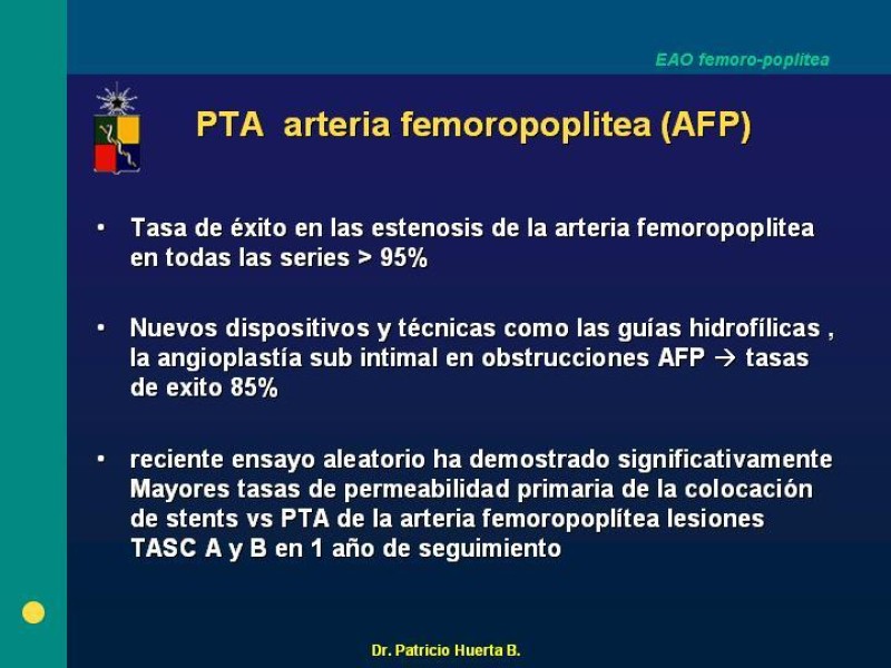 Diapositiva 7 de Tratamiento Quirúrgico de la EAO Fémoro-Poplítea
