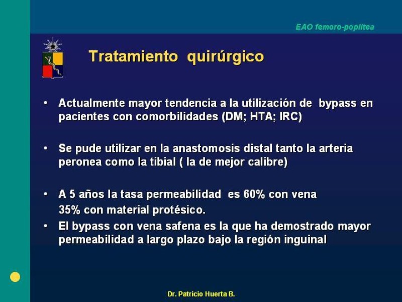 Diapositiva 12 de Tratamiento Quirúrgico de la EAO Fémoro-Poplítea