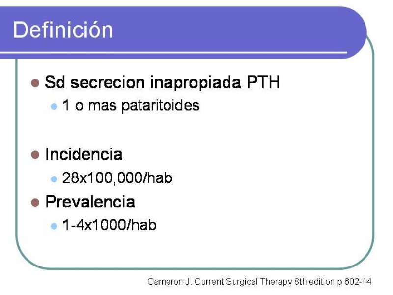 Diapositiva 1 de Hiperparatiroidismo Primario