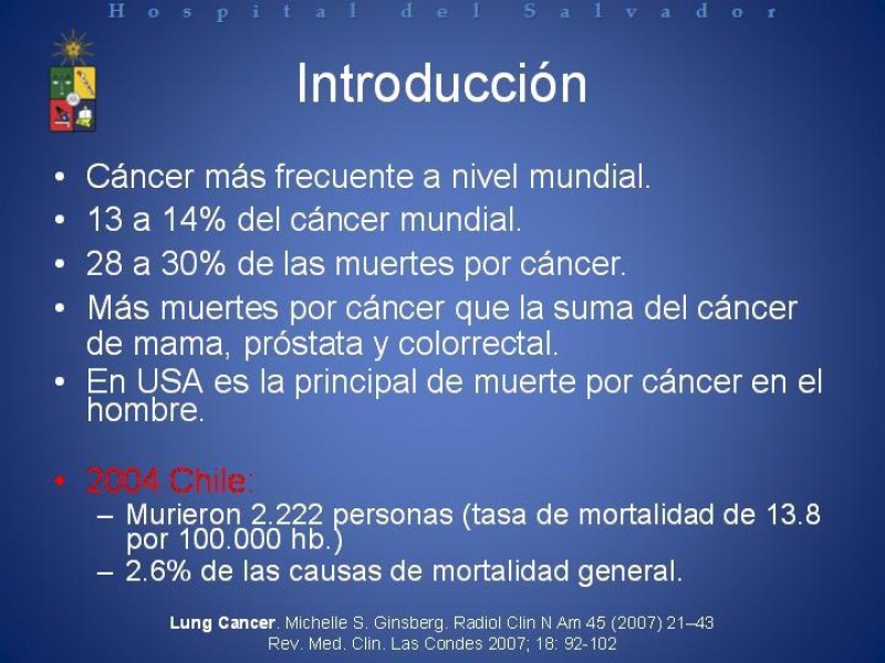 Diapositiva 1 de Cáncer de Pulmón: Diagnóstico y Estadio