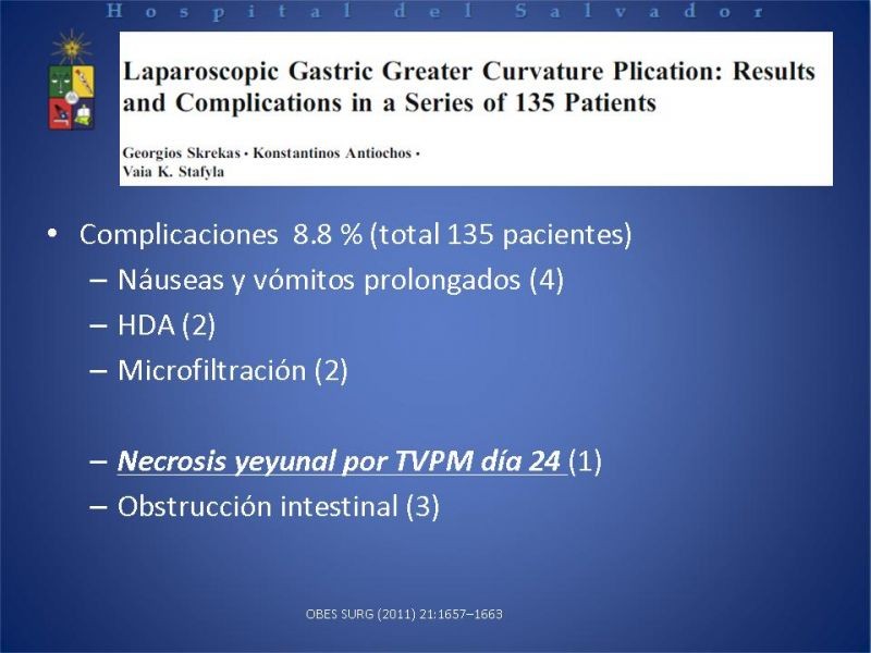 Diapositiva 2 de Complicaciones cirugía bariátrica: Plicatura gástrica ytrombosis portomesentérica 