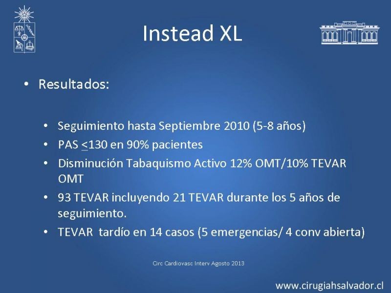 Diapositiva 65 de Manejo Endovascular vs Médico en disección aórtica Tipo B