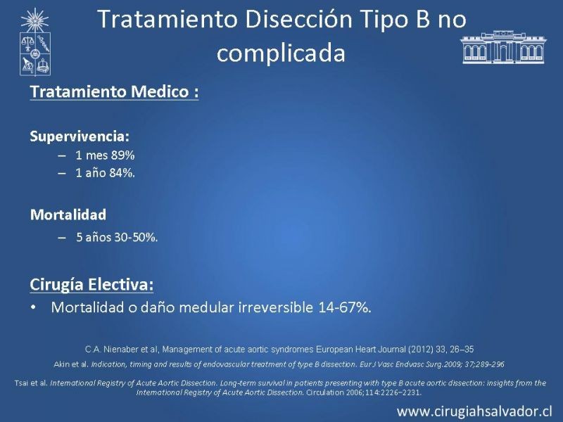 Diapositiva 14 de Manejo Endovascular vs Médico en disección aórtica Tipo B