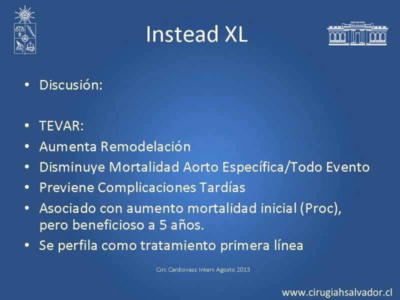 Diapositiva 72 de Manejo Endovascular vs Médico en disección aórtica Tipo B