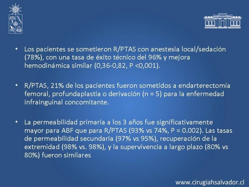 Diapositiva 27 de Manejo abierto vs endovascular en enf. Femoro poplítea
