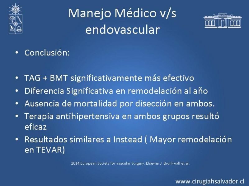 Diapositiva 33 de Manejo Endovascular vs Médico en disección aórtica Tipo B