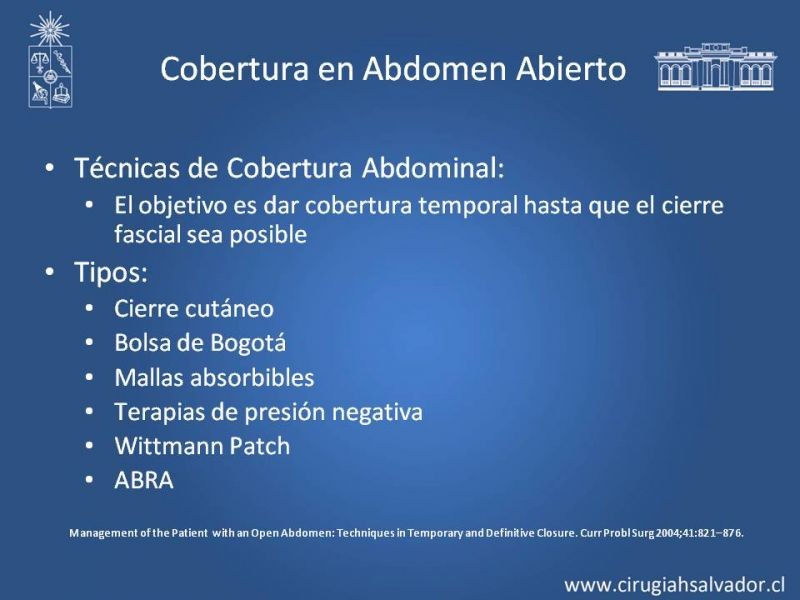 Diapositiva 3 de Alternativas de Cobertura en Abdomen Abierto