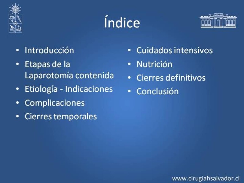 Diapositiva 1 de Open Abdomen (Laparostomía Contenida)