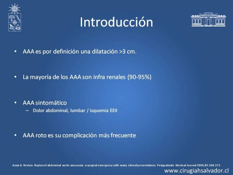 Diapositiva 4 de Aneurisma Aórtico Abdominal Roto