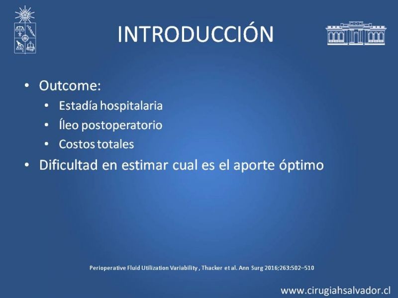 Diapositiva 4 de Aporte de volumen en paciente operado: Restricción del volumen vs. Aporte enérgico