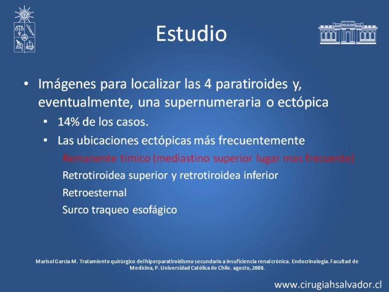 Diapositiva 13 de Hiperparatiroidismo 2°: Estudio, manejo e indic. Qx