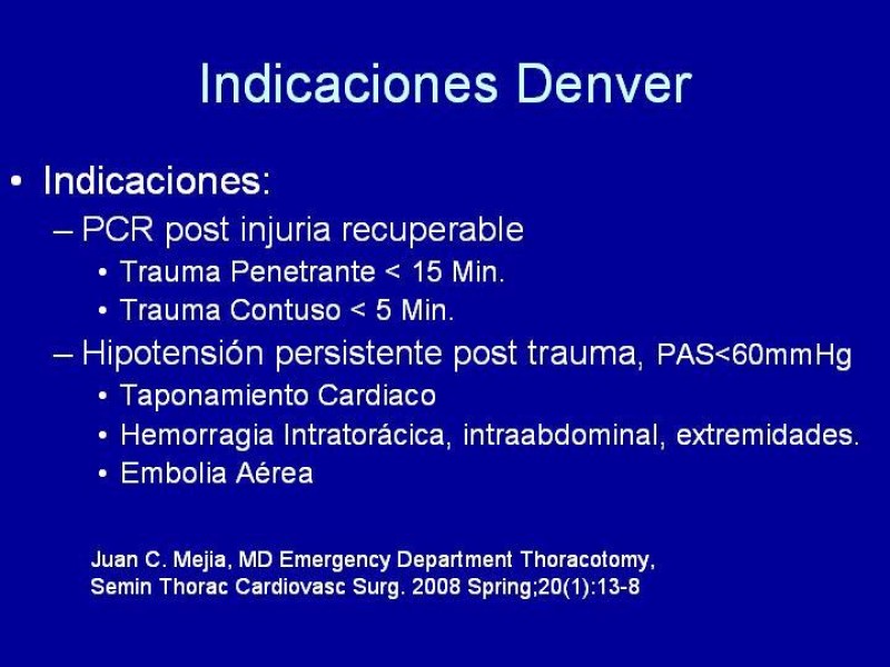 Diapositiva 8 de Toracotomía de Reanimación