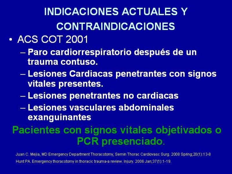 Diapositiva 5 de Toracotomía de Reanimación