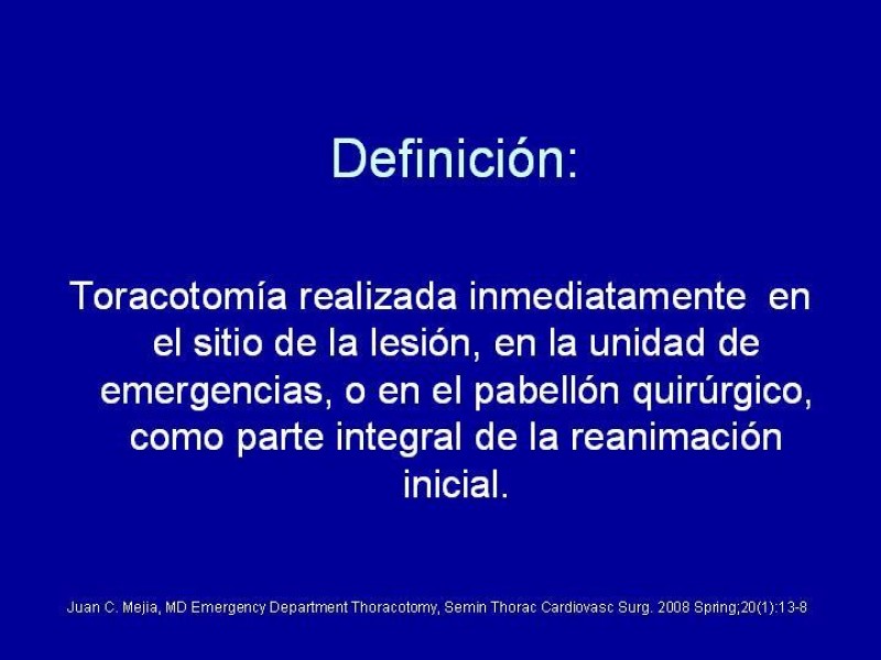 Diapositiva 4 de Toracotomía de Reanimación