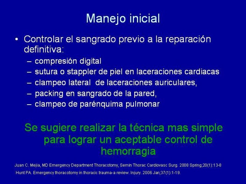 Diapositiva 13 de Toracotomía de Reanimación