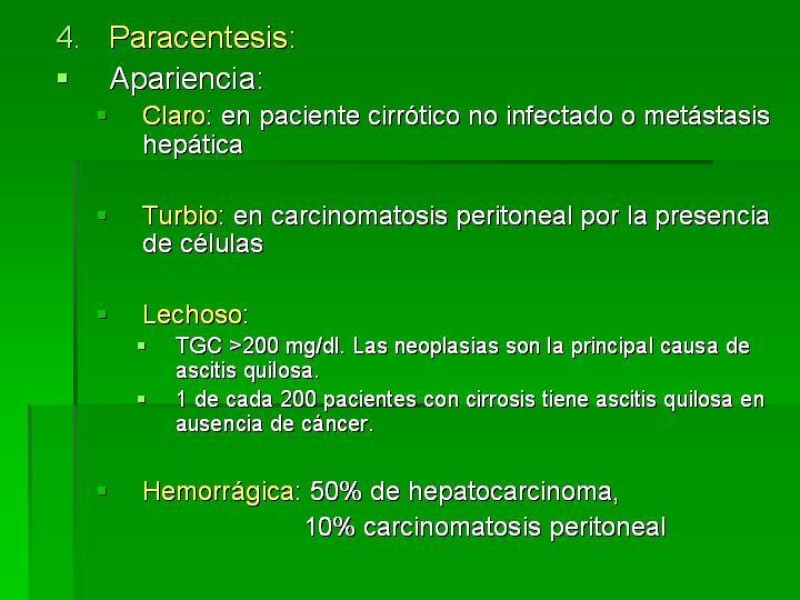Diapositiva 7 de Ascitis Asociada a Malignidad
