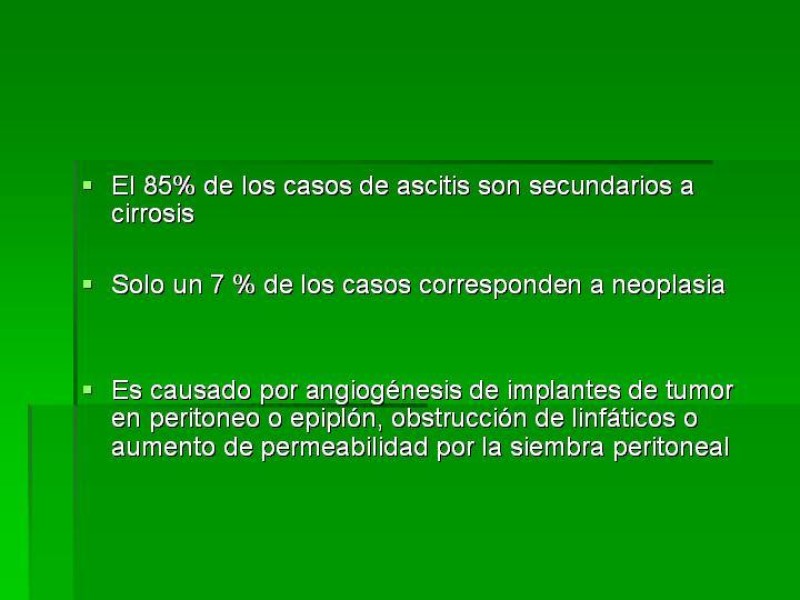 Diapositiva 1 de Ascitis Asociada a Malignidad