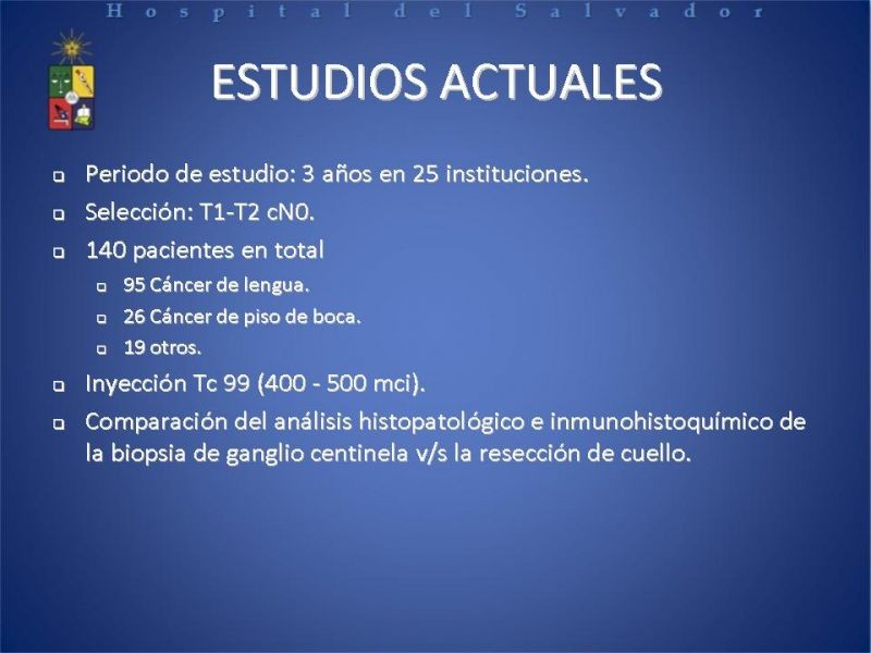Diapositiva 14 de Biopsia de Ganglio Centinela en Cáncer de Cabeza y Cuello