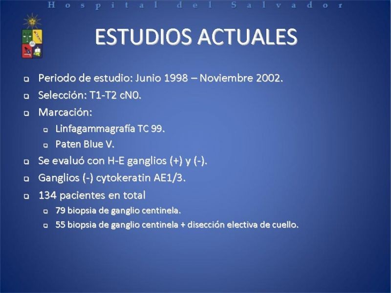 Diapositiva 10 de Biopsia de Ganglio Centinela en Cáncer de Cabeza y Cuello