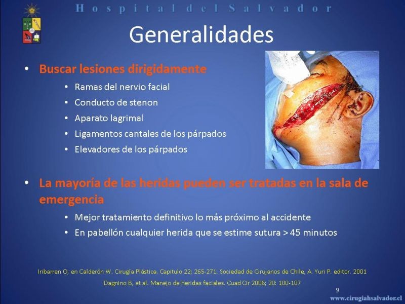 Diapositiva 8 de Evaluación y manejo de lesiones faciales