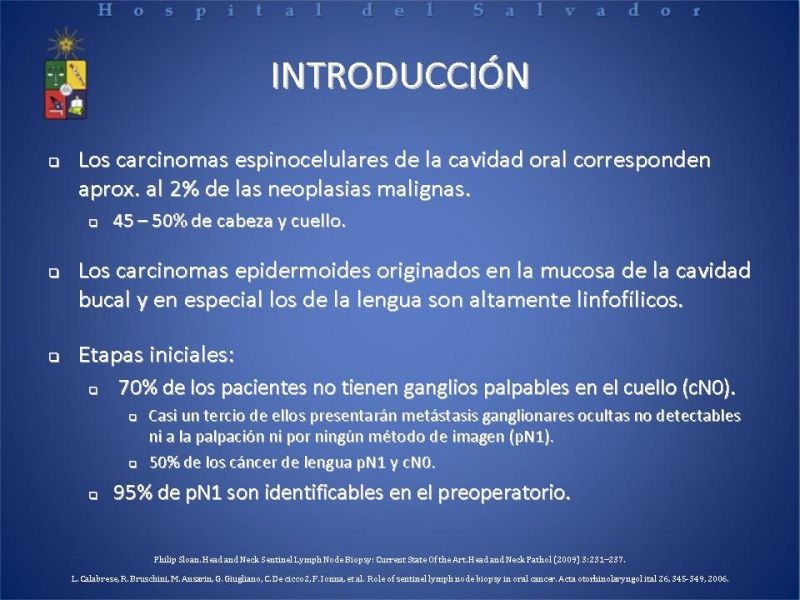Diapositiva 1 de Biopsia de Ganglio Centinela en Cáncer de Cabeza y Cuello