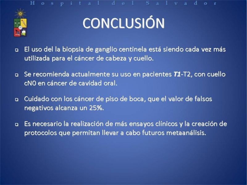Diapositiva 19 de Biopsia de Ganglio Centinela en Cáncer de Cabeza y Cuello