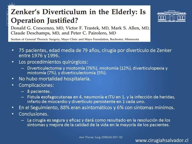 Diapositiva 6 de Tratamiento quirúrgico del divertículo de Zenker