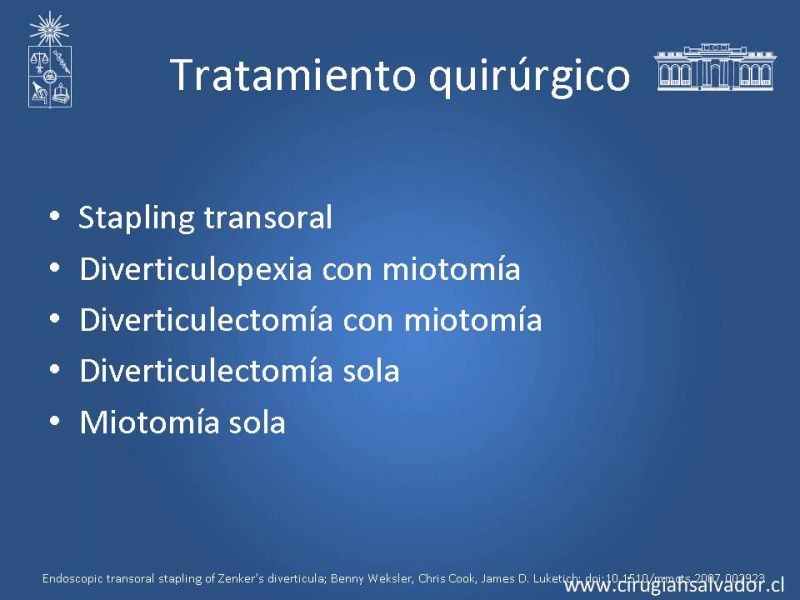 Diapositiva 7 de Tratamiento quirúrgico del divertículo de Zenker