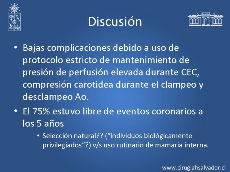 Diapositiva 21 de Resultados de la cirugía cardíaca valvular y/o coronaria en octogenarios. Temprana y tardía
