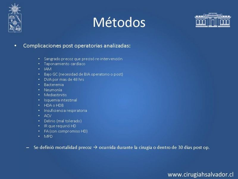Diapositiva 12 de Resultados de la cirugía cardíaca valvular y/o coronaria en octogenarios. Temprana y tardía