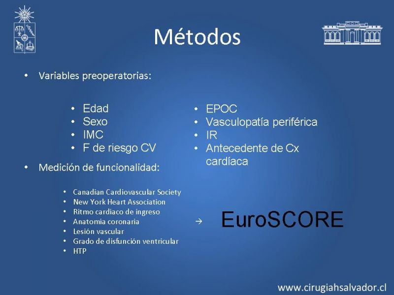 Diapositiva 11 de Resultados de la cirugía cardíaca valvular y/o coronaria en octogenarios. Temprana y tardía
