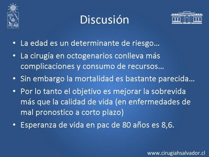 Diapositiva 18 de Resultados de la cirugía cardíaca valvular y/o coronaria en octogenarios. Temprana y tardía