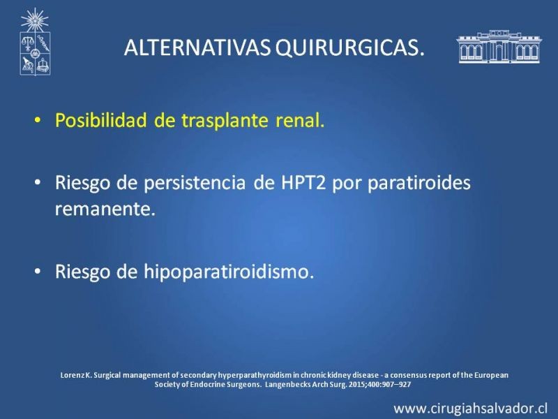 Diapositiva 21 de Hiperparatiroidismo 2º: Estudio, manejo e indicaciones quirúrgicas.