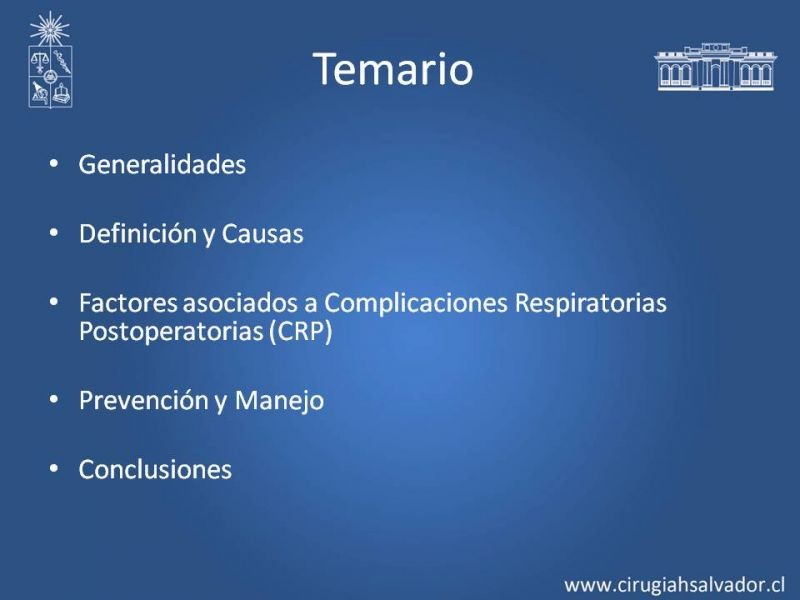 Diapositiva 1 de Complicaciones Respiratorias Postoperatorias