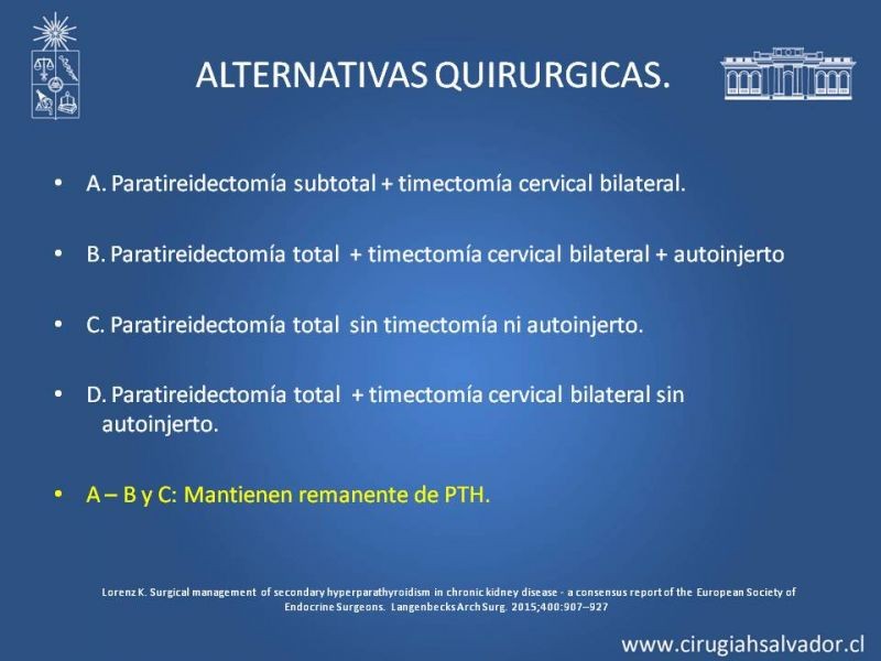 Diapositiva 22 de Hiperparatiroidismo 2º: Estudio, manejo e indicaciones quirúrgicas.