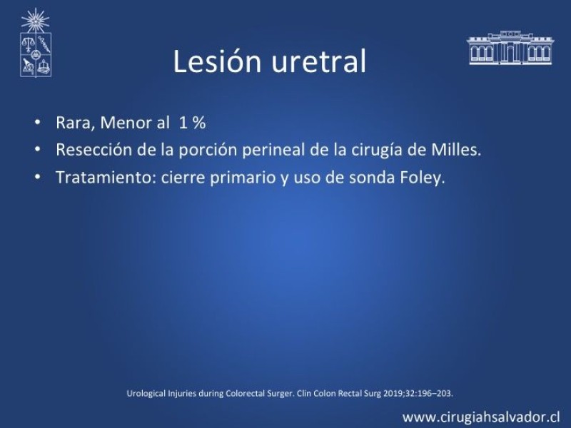 Diapositiva 18 de Lesiones iatrogénicas del sistema urinario en la cirugía colorrectal
