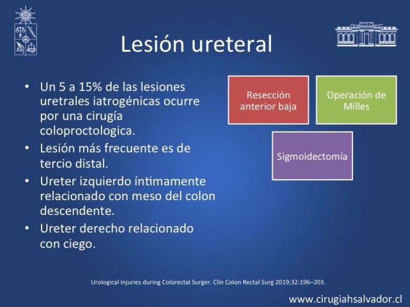 Diapositiva 8 de Lesiones iatrogénicas del sistema urinario en la cirugía colorrectal