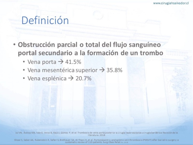 Diapositiva 2 de Trombosis Portomesentérica en Cirugía Bariátrica