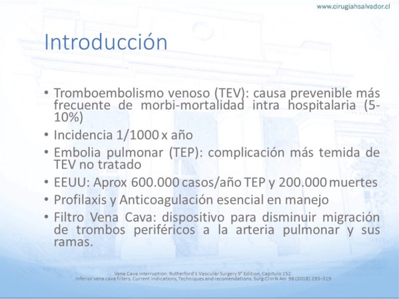 Diapositiva 1 de Indicaciones de Filtro de Vena Cava