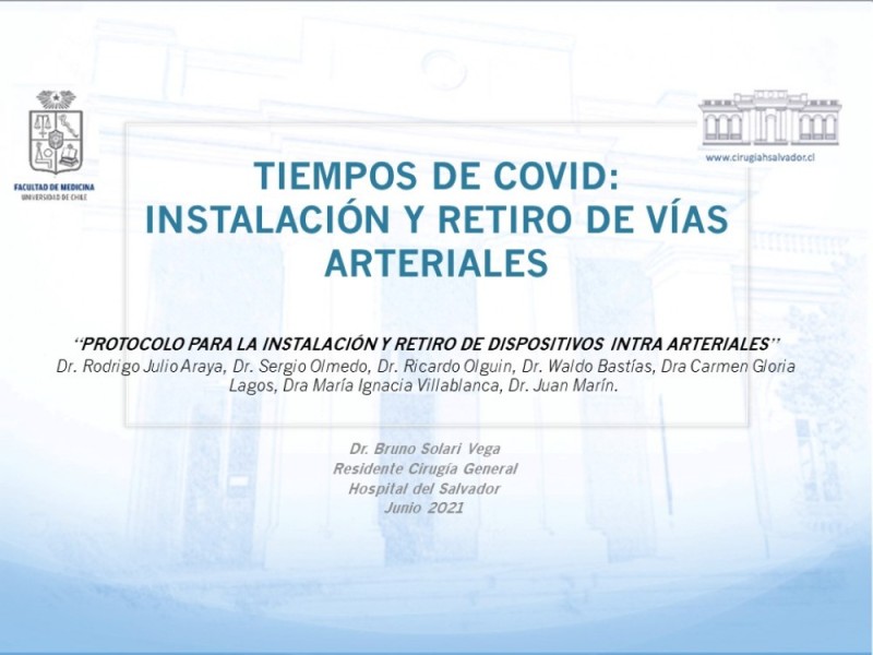 Diapositiva 24 de Tiempos de covid:instalación y retiro de vías arteriales